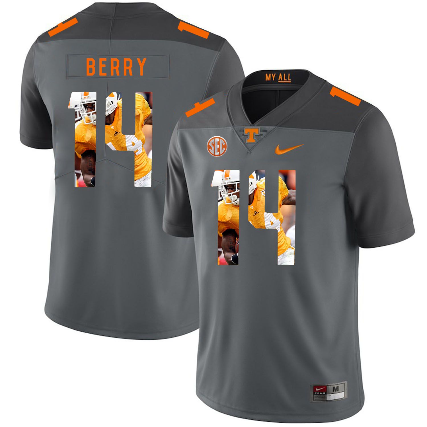 Men Tennessee Volunteers #14 Berry Grey Fashion Edition Customized NCAA Jerseys->customized ncaa jersey->Custom Jersey